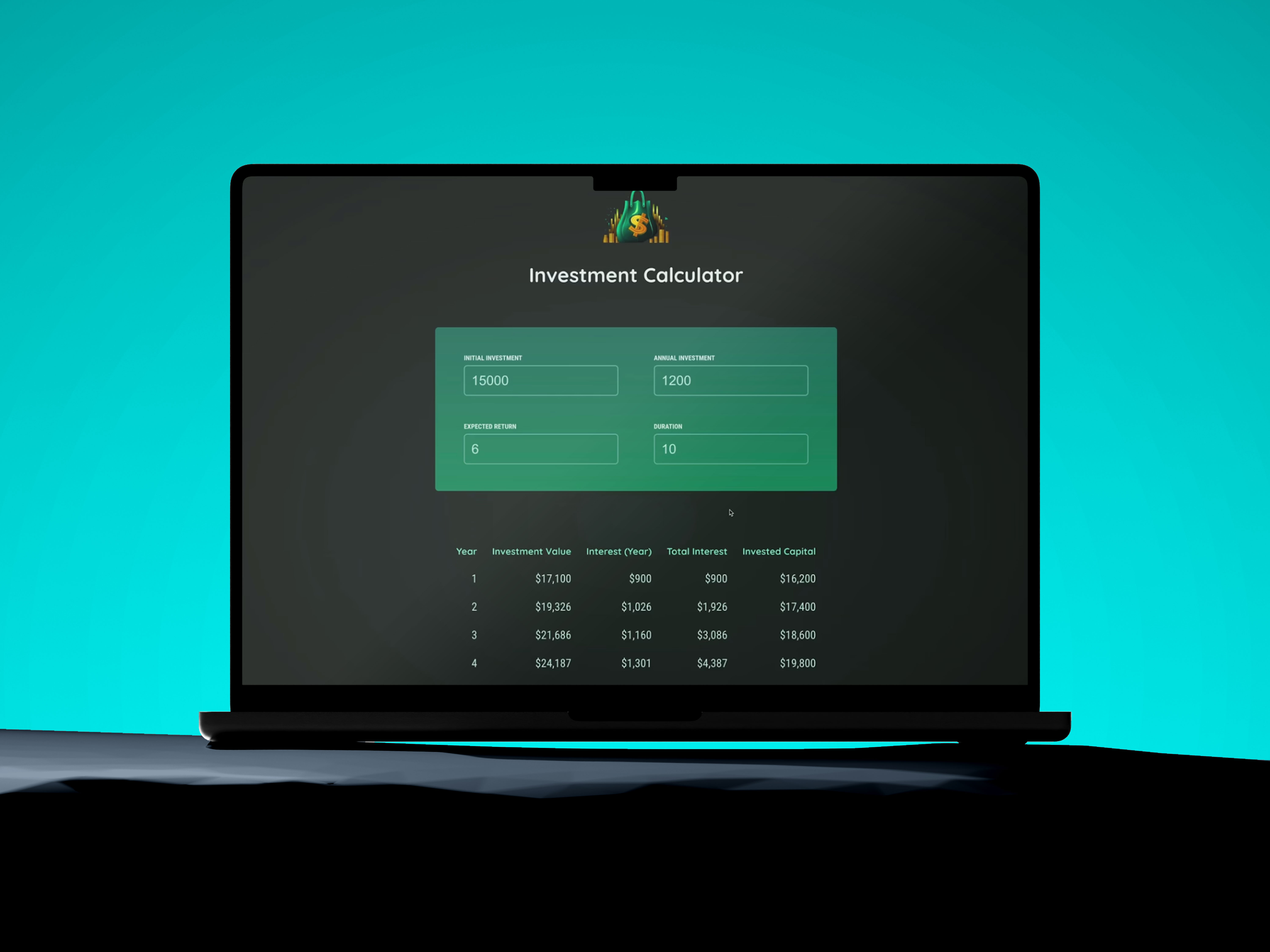 Impression image of my project: Investment Calculator tool